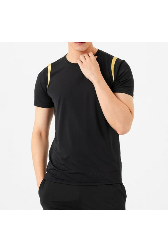 Black Man Short Sleeve Tshirts Tops Tee for Man Crew Neck Quick Dry Basic Summer Fall Tee Shirt 2026 Clothing M
