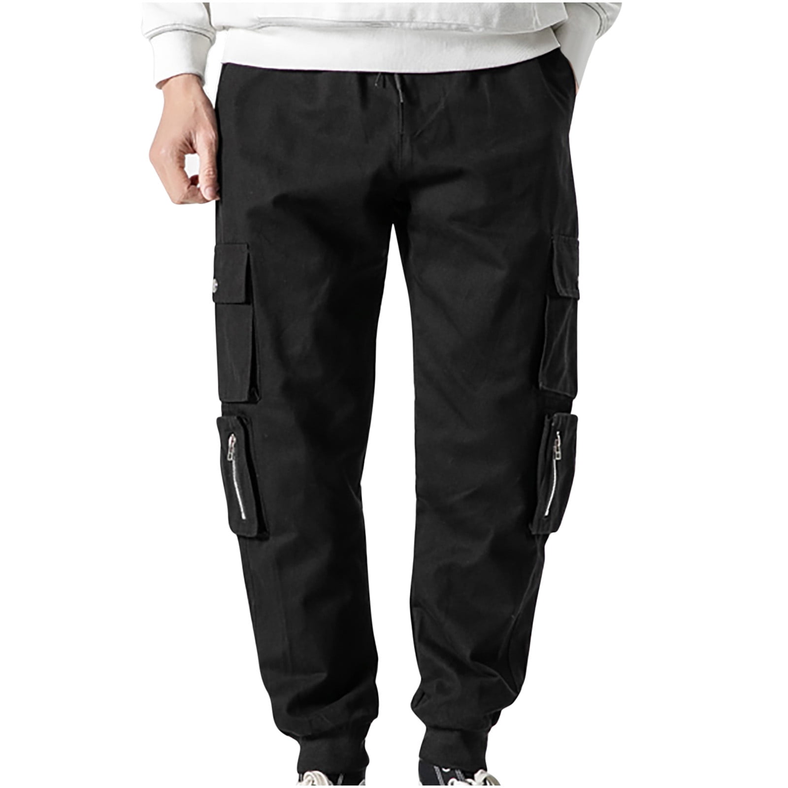 Black Man Work Wild Cargo Pants for Mens Loose Fit Straight Leg Plain ...