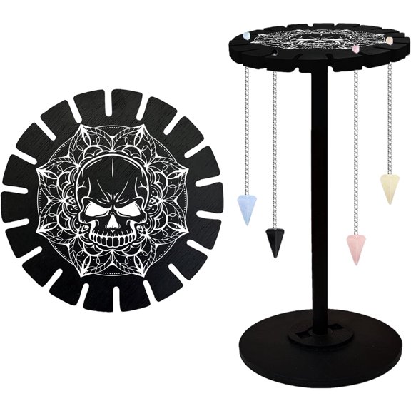 Black Mandala Pendulum Stand Holder for Up 18 Divination Dowsing Pendulums Divination Tools for Gift Table Decorations Spirit Decoration