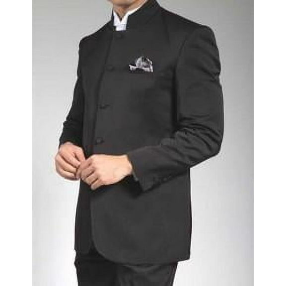 Black Mandarin Collar Suit Men's Mao Suit Tuxedo Vinci 5HT