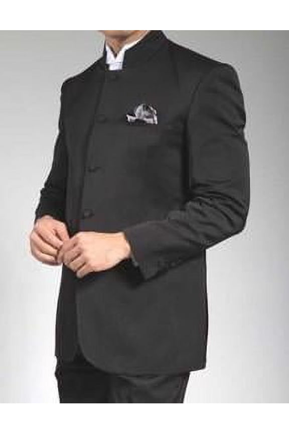 Black Mandarin Collar Suit Men's Mao Suit Tuxedo Vinci 5HT