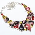 thumbnail image 1 of Black Manganese In Rhodonite & Garnet 925 Silver Plated Necklace 17.99" TN-129, Valentine's Day Gift, Birthday Gift, Beautiful Jewelry For Woman, 1 of 1