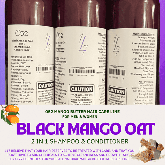 Peppermint Mango 2 in 1 Hair Shampoo & Conditioner Mango and Kokum Butter for beards, hair fall, irritated scalp, dandruff, itchiness and more...
