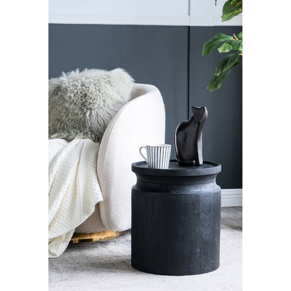 Black Mango Side Table / In Bedroom Setting / Blends with Modern Interiors
