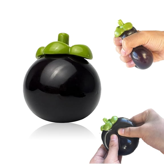 Black Mangosteen Slow Rising Stress Reliever for Adults  Realistic 3D Fidget Squishy, Memory Silicone Office Desk Anxiety Tool, Sensory Calming Putty for Teens & Grown-Ups (1 Pc)