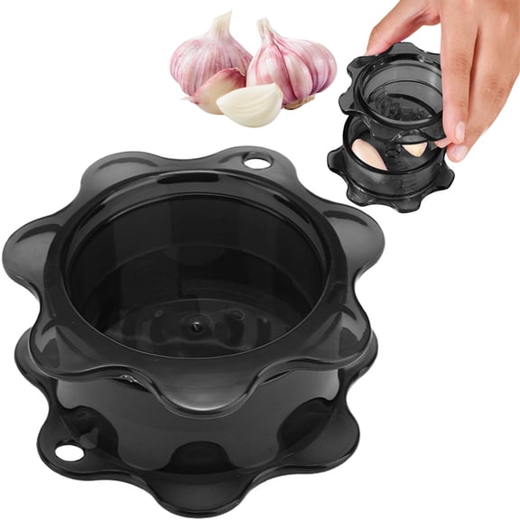 Black Manual Garlic Mincer & Crusher - Portable Herb Grinder Tool, Easy Clean Twist Masher for Kitchen Meal Prep & RV