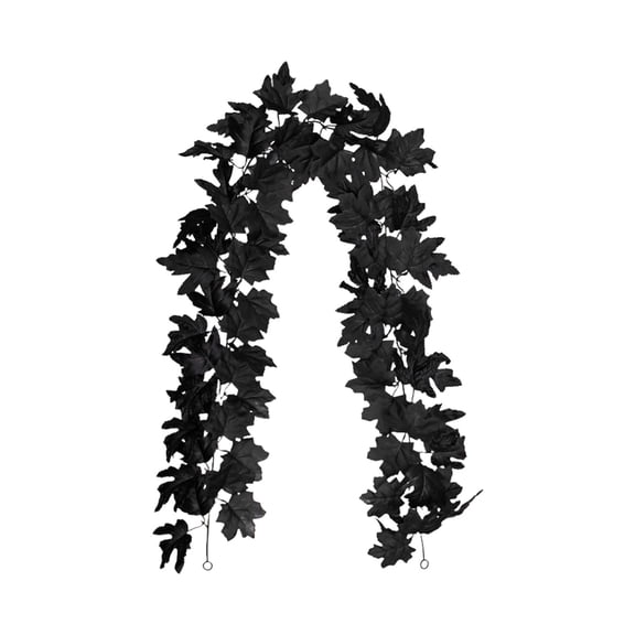 Black Maple Leaf Garland, 1PC Halloween Artificial Hanging Fall Leave Vines, Fall Floral Garlands Thanksgiving Decor for Home Wedding Party (5.7ft)