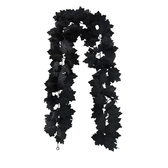 Black Maple Leaf Garland, Halloween Artificial Hanging Fall Leave Vines, Fall Floral Garlands Thanksgiving Decor for Home Wedding Party