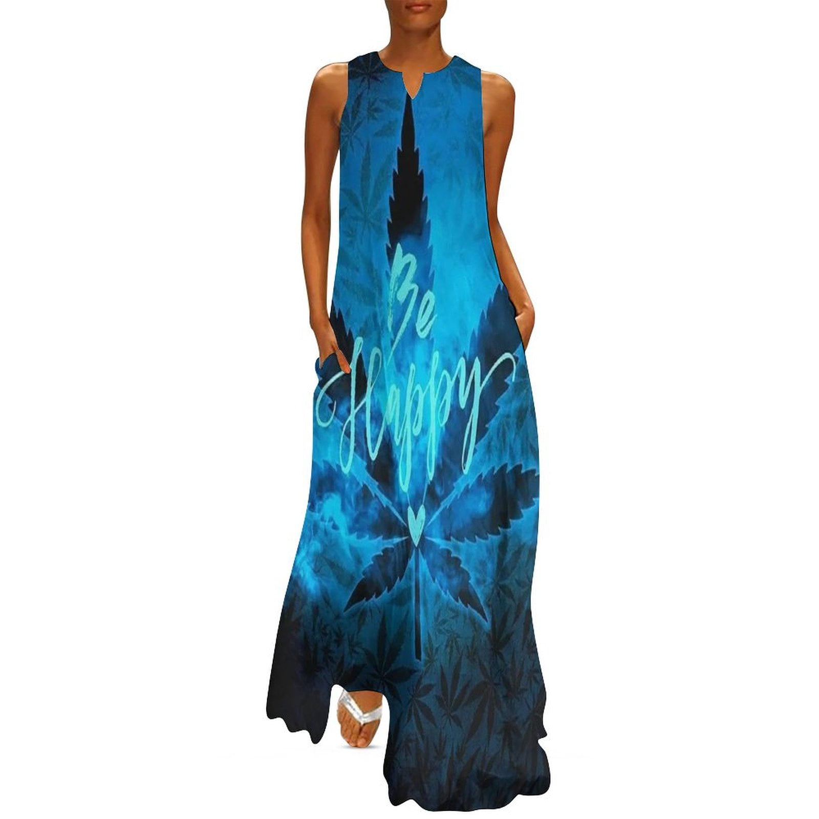 Maple Leaf Design Casual One Piece Dress Knee Length for Women main image 0