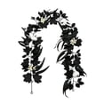 thumbnail image 1 of Black Maple Leaves Garland, Halloween Artificial Fall Leave Vines with White Pumpkins Berries, Gothic Autumn Garlands Thanksgiving Decor for Home Wedding Party Mantel Stair Front Door 1Pc,6Ft, 1 of 5