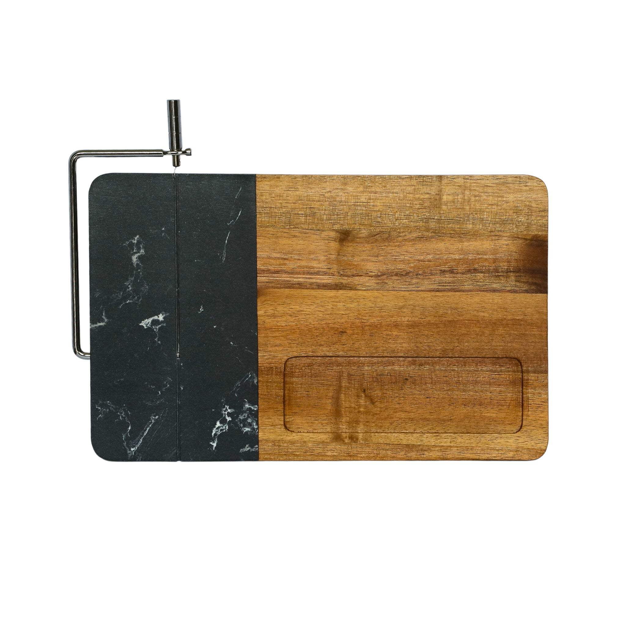 Marble and Acacia Wood Board with Slicer