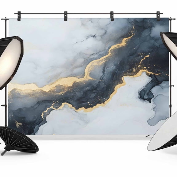 Black Marble Backdrop for Photoshoot, Photography Photo Studio Background Wall Backdrop, Modern Abstract Art Ink Painted Back Drop Banner Panel for Portraits Wedding Party Live Streaming Decor 8x6Ft