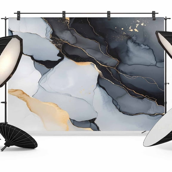 Black Marble Backdrop for Photoshoot,Photography Photo Studio Background Wall Backdrop,Modern Aesthetics Ink Painting Abstract Back Drop Banner Panel for Portraits Wedding Party Live Streaming 7x5Ft