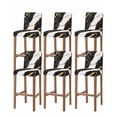 thumbnail image 1 of Black Marble Bar Stool Covers Set of 6, Luxury Gold White Abstract Cracks Artwork Stretch Washable Bar Chair Covers with Backs, Removable Pub Counter Height Chair Cover for Kitchen Dining Room Cafe, 1 of 7