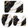 thumbnail image 1 of Black Marble Bath Mat 3 Piece Bathroom Rug Set, Luxury Gold White Abstract Cracks Artwork Non Slip Bath Rug Contour Mat and Toilet Lid Cover, Absorbent Shower Mats Soft Bath Rugs and Mats Sets, 1 of 8