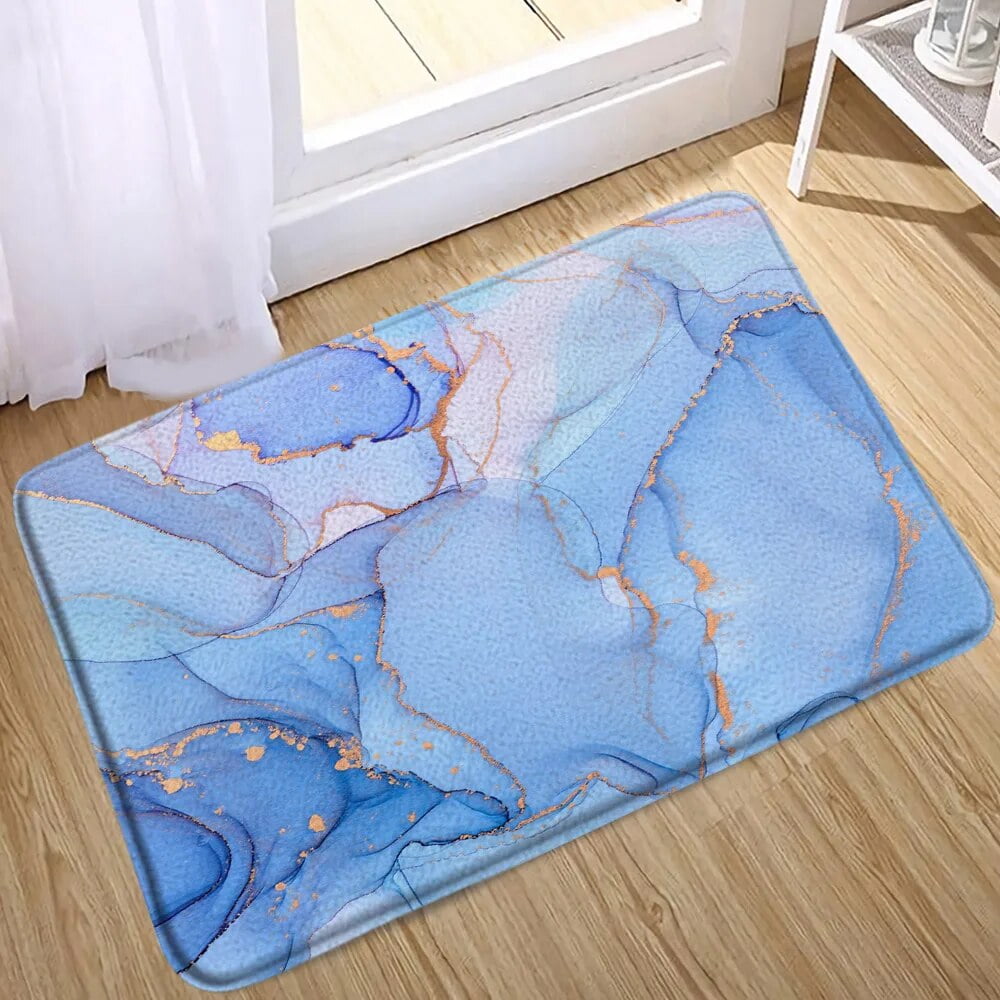 Black Marble Bath Mats Gold Grey Lines Creative Abstract Geometric Art