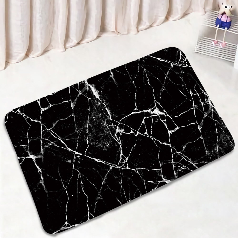 Black Marble Bath Mats Sets Gold Grey Lines Creative Abstract Geometric