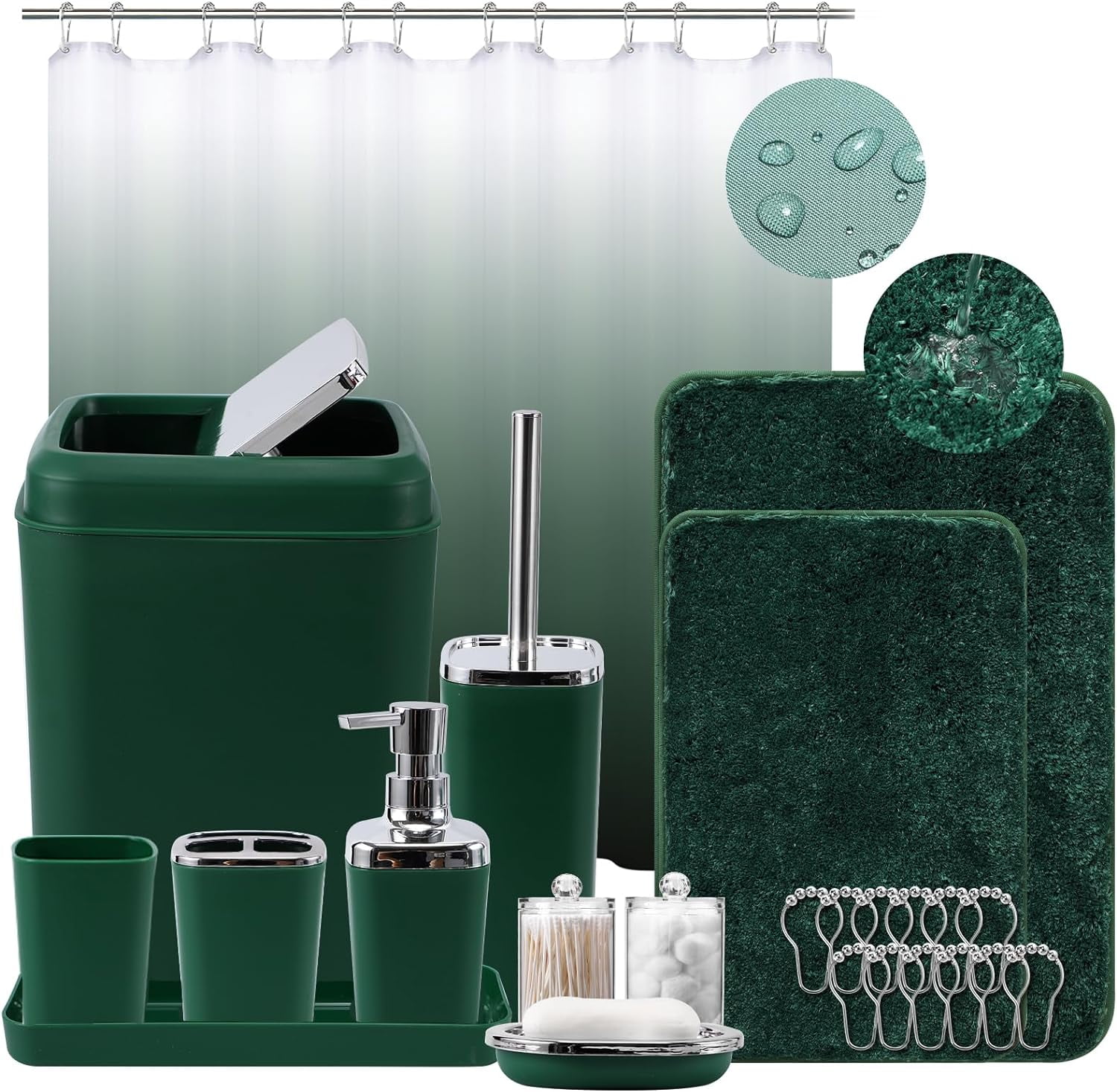 Black Marble Bathroom Accessories Set, Black Bathroom Set with Trash ...