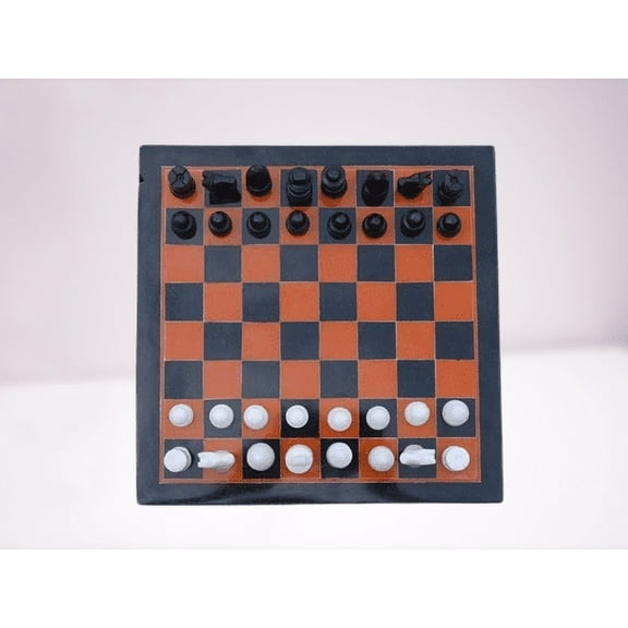 Black Marble Chess Set With Chess Pieces King Mosaic Art Dcor
