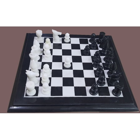 Black Marble Chess Set table Best Gift For Loves One