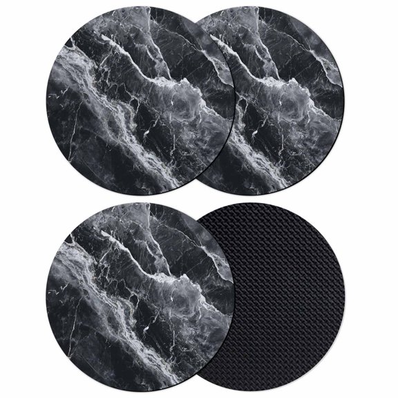 Black Marble Coasters Set of 4, Absorbent Coasters for Drinks, Vintage Chic Abstract Texture Aesthetic Coaster for Desk Coffee Table Protection, Home Decor House Warming Gifts 4"