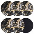 thumbnail image 1 of Black Marble Coasters Set of 6, Grey Gold Texture Vintage Farmhouse Art Absorbent Coasters for Drinks, Coaster for Bar Office Dining Coffee Table Accessories Decor, Non Slip Round Desk Coaster, 1 of 9