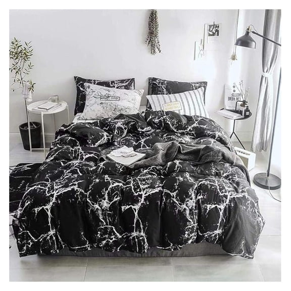 Black Marble Comforter Sets King Black and White Marble Bedding Comforters Women Men Modern Aesthetic Black Quilt Comforter Set King Size Abstract Black Marble Blankets King Bedding
