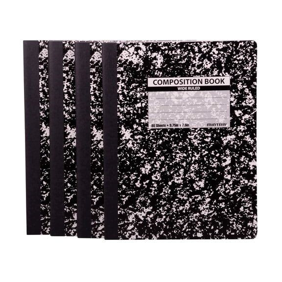 Black Marble Composition Books (Wide Ruled, 4 Pack)