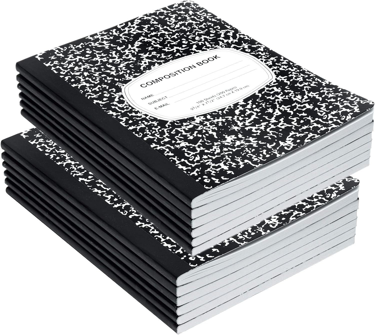 Black Marble Composition Notebook, 100 Sheet, ((12 Pack) Wide Ruled