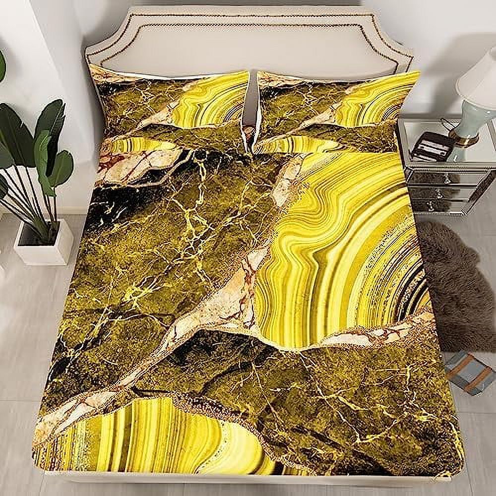 Black Marble Fitted Sheet Full Size Purple Bed Sheets for Man Woman