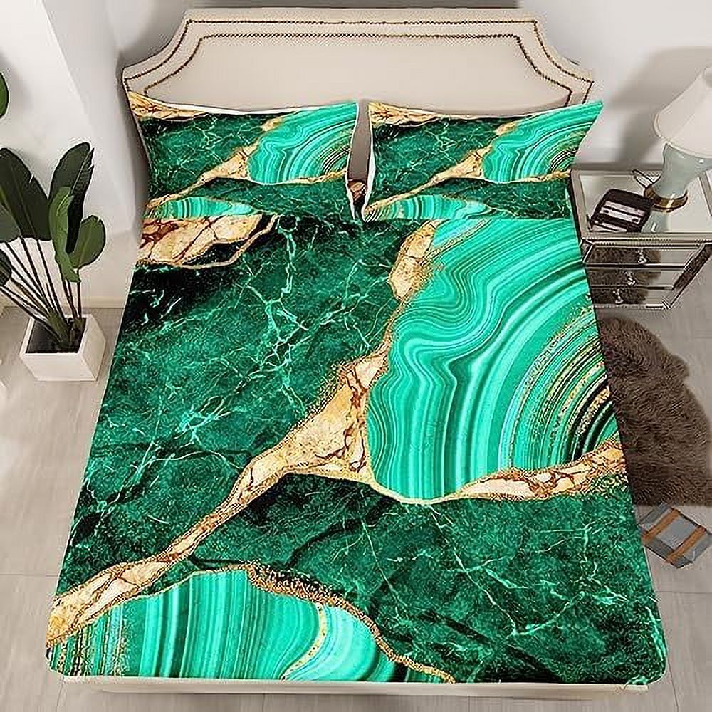 Black Marble Fitted Sheet Full Size Purple Bed Sheets for Man Woman