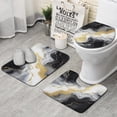 thumbnail image 1 of Black Marble Gold Line Pattern Bathroom Rugs Sets 3 Piece,Toilet Cover Set,Absorbent Non Slip Bathroom Mats Sets with U-Shaped Contour Rug Toilet Rug Set, 1 of 5