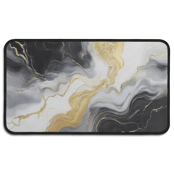 Black Marble Gold Line Pattern Door Rugs,Washable Non Slip Door Mats Indoor,Decorative Door Mats,Entry Mat Indoor for Entrance,Bedroom,Kitchen,Bathroom,30"x17"