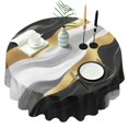 thumbnail image 1 of Black Marble Gold Line Pattern Round Tablecloth 60"x60",Wrinkle Wipeable Table Cloth for Kitchen Dining Room Picnic Patio Party, 1 of 6