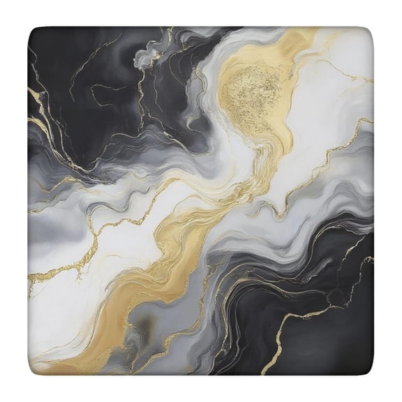 Black Marble Gold Line Pattern Square Fitted Tablecloth with Elastic Edge,Square Table Cover,Washable Elastic Table Cover for Home Kitchen Party Decor 36"x36"