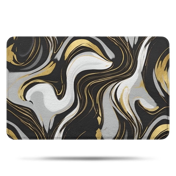Black Marble Gold Wave Pattern Bathroom Rugs Mat,Non Slip Microfiber Bathroom Rug,Rubber Backing,Soft Bathroom Mats for Bathroom Floor,Tub and Shower,17x27in(43x68cm)