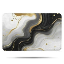 Black Marble Gold Wave Pattern Bathroom Rugs Mat,Non Slip Microfiber Bathroom Rug,Rubber Backing,Soft Bathroom Mats for Bathroom Floor,Tub and Shower,17x27in(43x68cm)