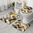 thumbnail image 1 of Black Marble Gold Wave Pattern Bathroom Rugs Sets 3 Piece,Toilet Cover Set,Absorbent Non Slip Bathroom Mats Sets with U-Shaped Contour Rug Toilet Rug Set, 1 of 5