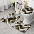 thumbnail image 1 of Black Marble Gold Wave Pattern Bathroom Rugs Sets 3 Piece,Toilet Cover Set,Absorbent Non Slip Bathroom Mats Sets with U-Shaped Contour Rug Toilet Rug Set, 1 of 5