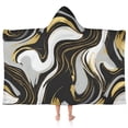 thumbnail image 1 of Black Marble Gold Wave Pattern Hooded Bath Towel，50"x30" for Ages 3 To 12 Kids, Quick Dry Lightweight Soft Microfiber Hood Beach Towel Cover Up for Kids, 1 of 7