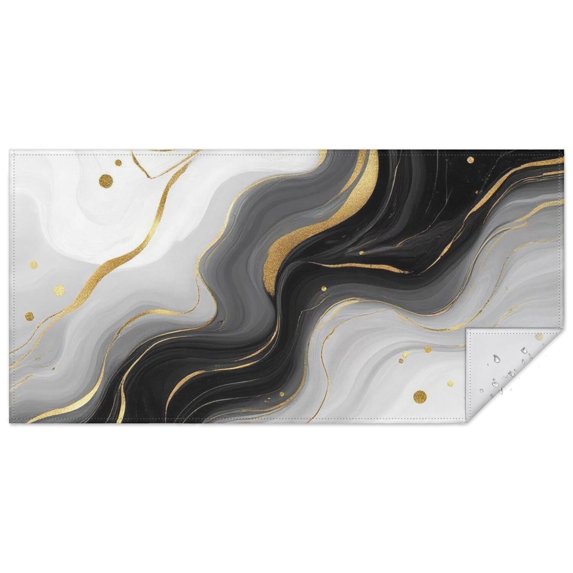 Black Marble Gold Wave Pattern Rectangle Tablecloth 60"x120",Waterproof Polyester Rectangle Table Cloth, Wipeable Spillproof Polyester Tablecloth for Dining, Camping, Indoor and Outdoor