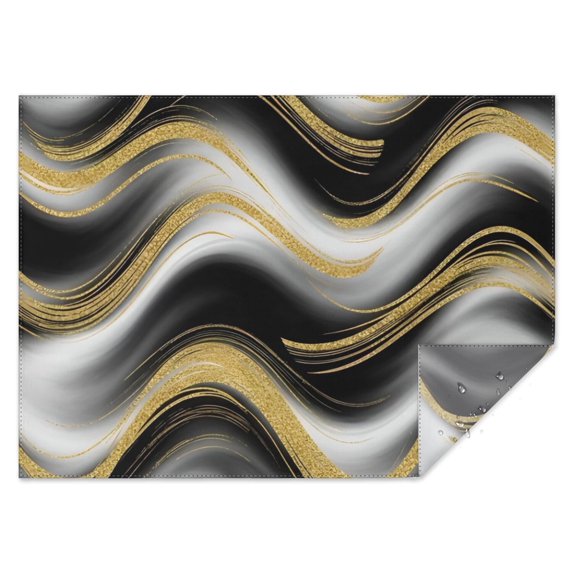Black Marble Gold Wave Pattern Rectangle Tablecloth 60"x84",Waterproof Polyester Rectangle Table Cloth, Wipeable Spillproof Polyester Tablecloth for Dining, Camping, Indoor and Outdoor