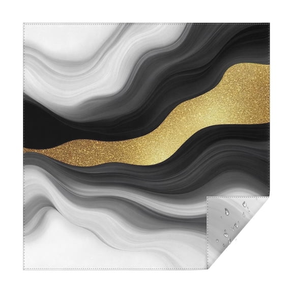 Black Marble Gold Wave Pattern Square Tablecloth,Waterproof Square Table Cover,Wipeable Spillproof Washable Table Cover for Home Kitchen Party Decor 42"X42"(107x107cm)