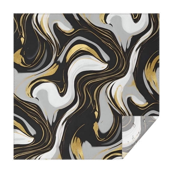 Black Marble Gold Wave Pattern Square Tablecloth,Waterproof Square Table Cover,Wipeable Spillproof Washable Table Cover for Home Kitchen Party Decor 42"X42"(107x107cm)