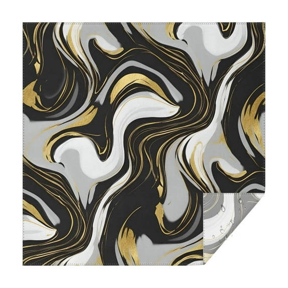 Black Marble Gold Wave Pattern Square Tablecloth,Waterproof Square Table Cover,Wipeable Spillproof Washable Table Cover for Home Kitchen Party Decor 52"x52"(132x132cm)