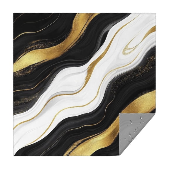 Black Marble Gold Wave Pattern Square Tablecloth,Waterproof Square Table Cover,Wipeable Spillproof Washable Table Cover for Home Kitchen Party Decor 52"x52"(132x132cm)