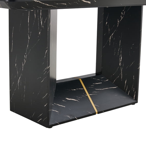 Black Marble Grain MDF Square U-Shaped Single Table Base, Freestanding ...
