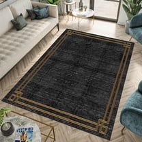 Black Marble Rug, Abstract Pattern Home Rug, Washable Soft Fluffy Large Floor Carpet for Bedroom Living Room Office Decorative 2'x3'