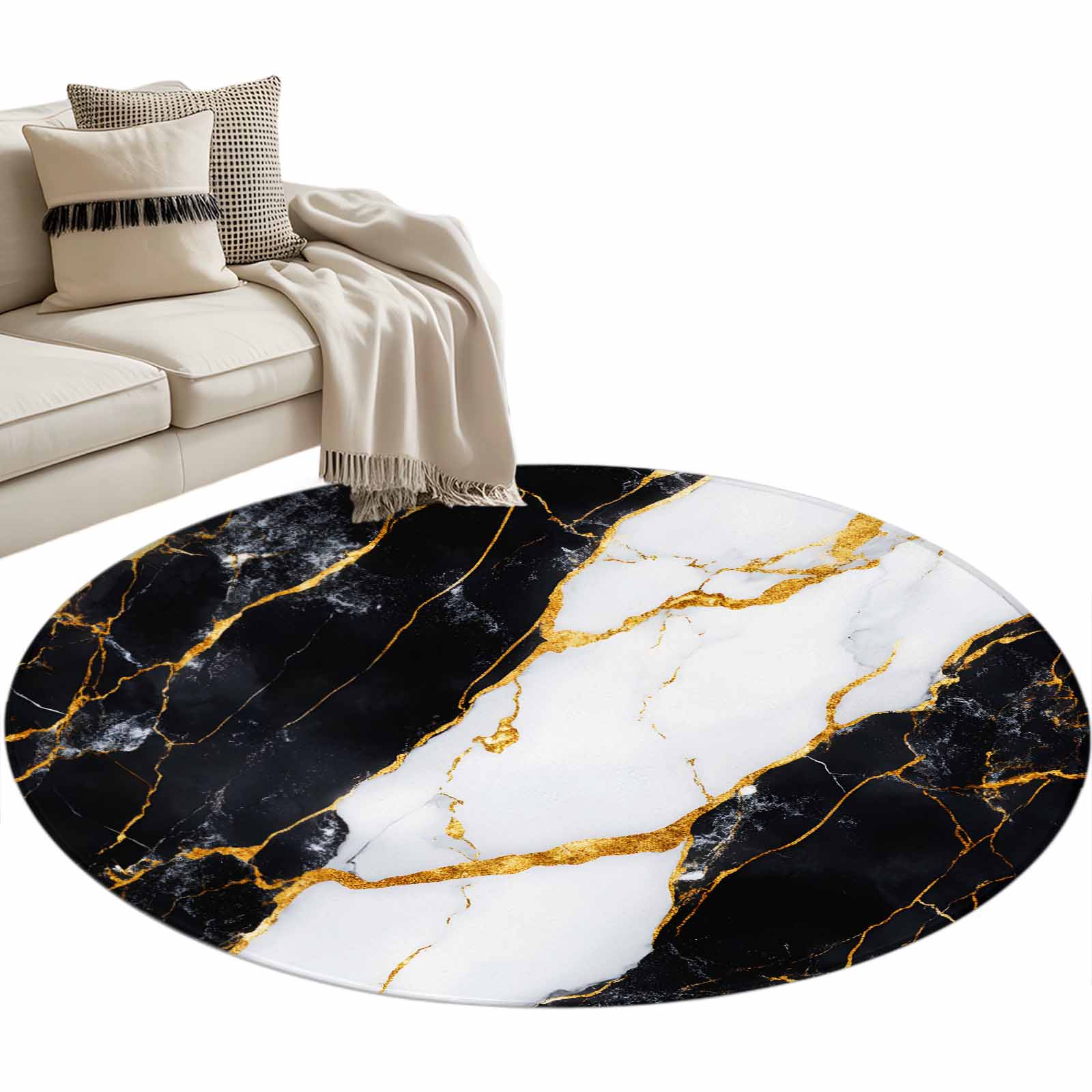 Black Marble Large Area Rugs for Bedroom Living Room, Soft Non Slip ...