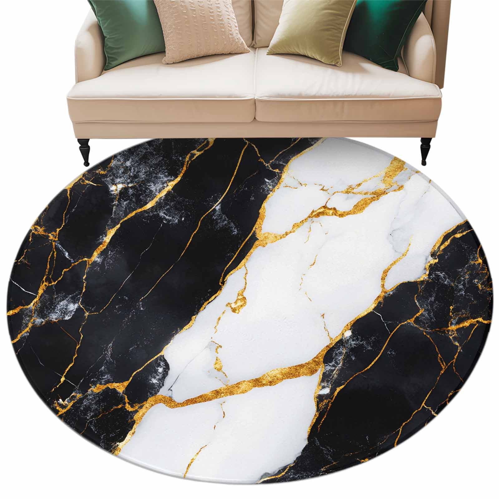 Black Marble Large Area Rugs for Bedroom Living Room, Soft Non Slip ...